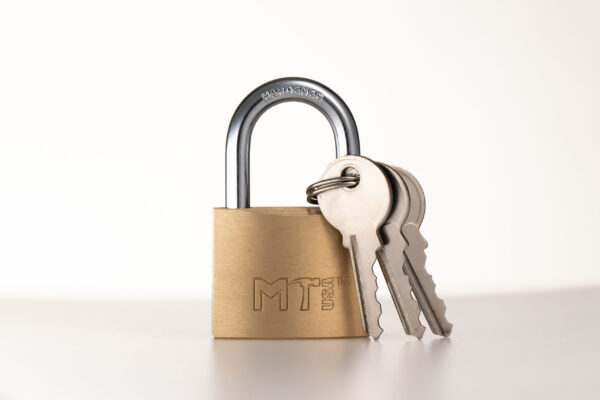 MT-USA Middle Duty Brass Padlock. Waterproof Ring w Leaking Hole. 3 Keys. Brass Padlock w a Strong Hardened Shackle. 20mm(33G) to 70mm(500G) - Image 3