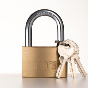 MT-USA Middle Duty Brass Padlock. Waterproof Ring w Leaking Hole. 3 Keys. Brass Padlock w a Strong Hardened Shackle. 20mm(33G) to 70mm(500G)
